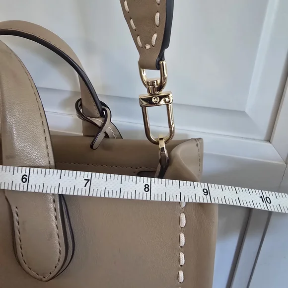 Michael Kors Taupe Leather Satchel with Contrast Stitching - Picture 4 of 8